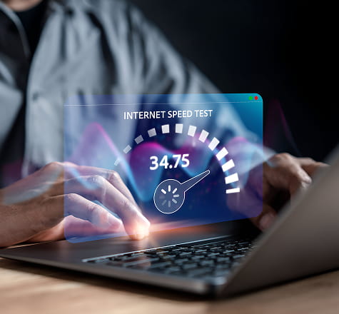 High-speed fiber internet performance test for Las Vegas business connectivity